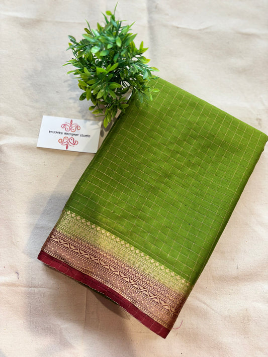 Semi Mysore crepe checks saree