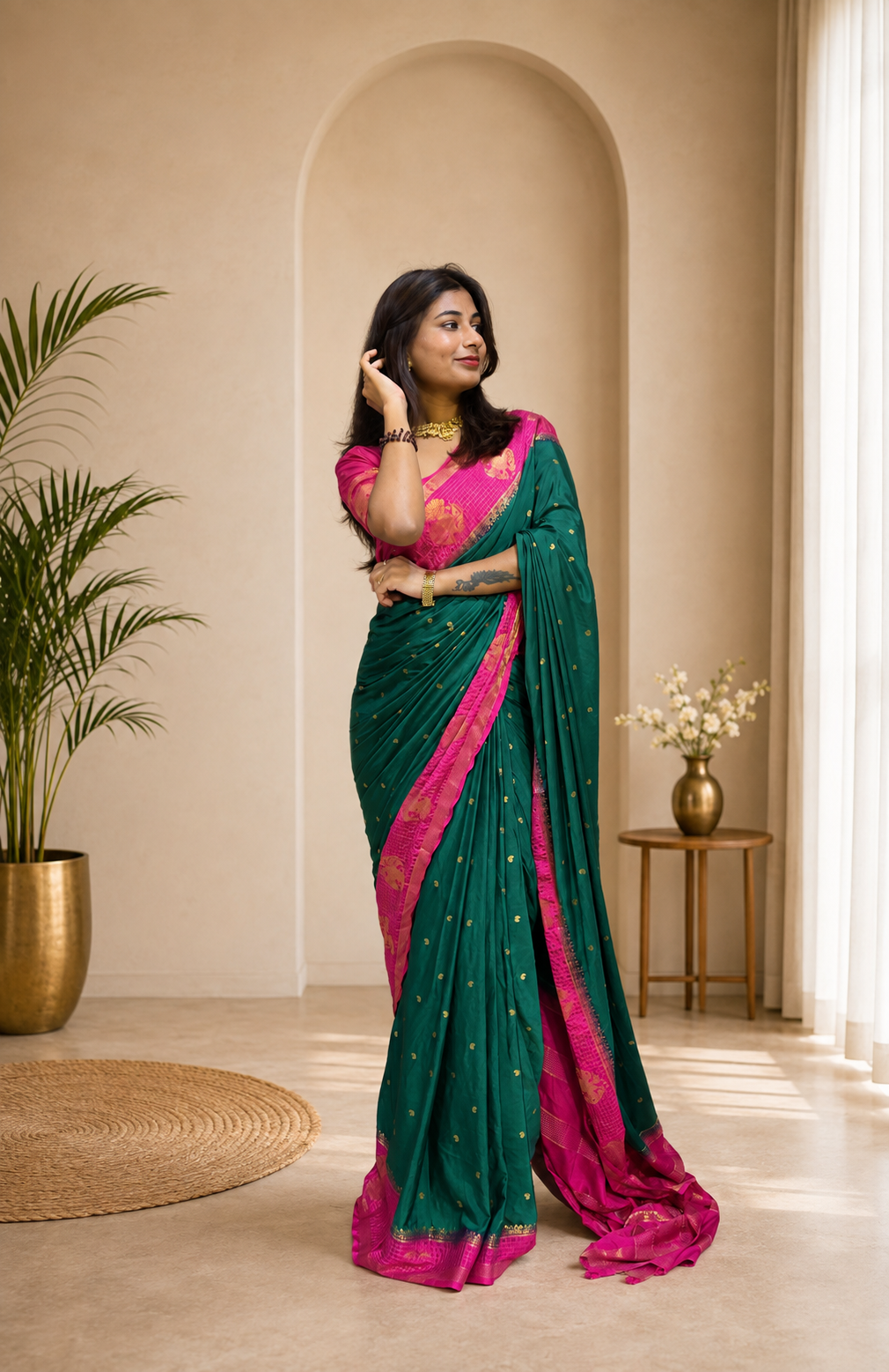 Mysore crepe silk gandaberunda border saree (Copy)