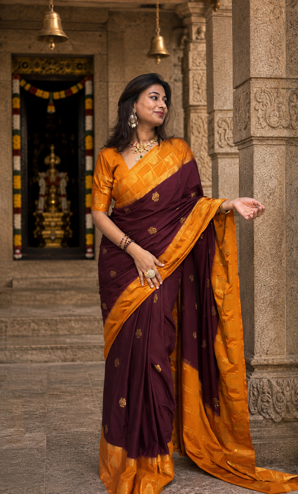 Mysore crepe silk temple  border saree (Copy)