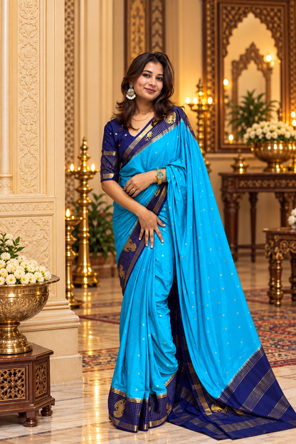 Mysore crepe silk gandaberunda border saree