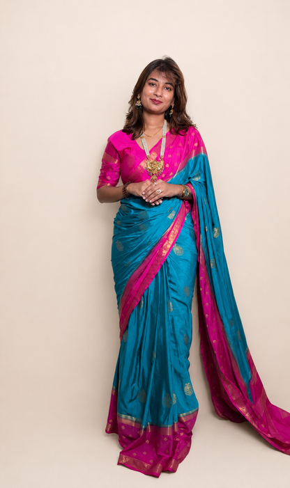 Mysore crepe silk gandaberunda border saree