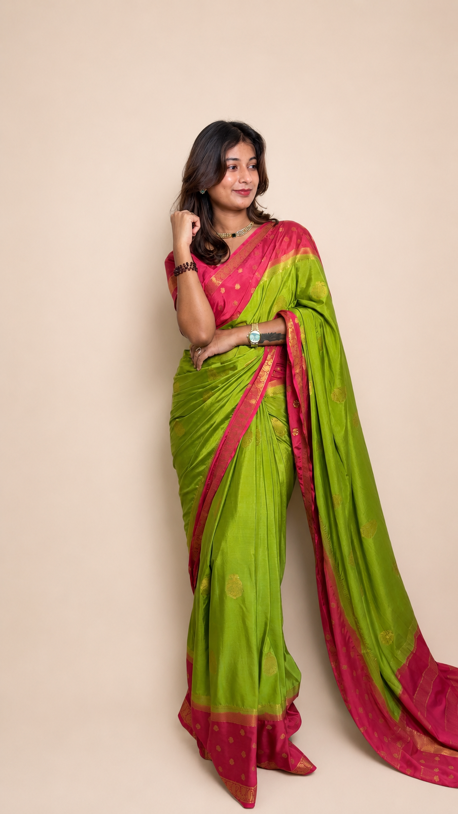 Mysore crepe silk gandaberunda border saree