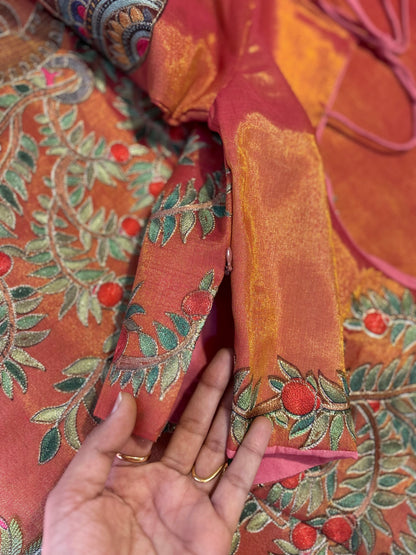 Tissue saree with readymade blouse