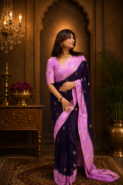Mysore crepe silk temple  border saree