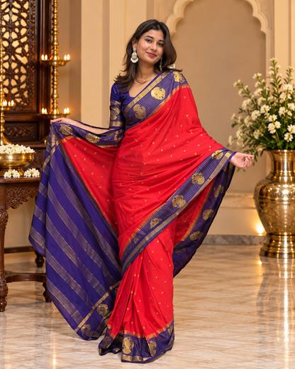 Mysore crepe silk gandaberunda border saree