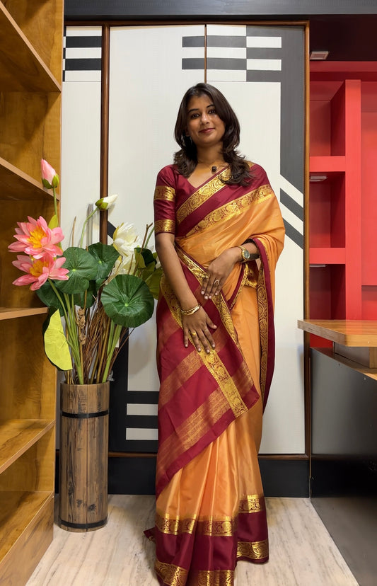 Semi Mysore silk saree bentex boarder
