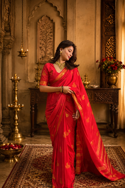 Mysore crepe silk peacock butti saree