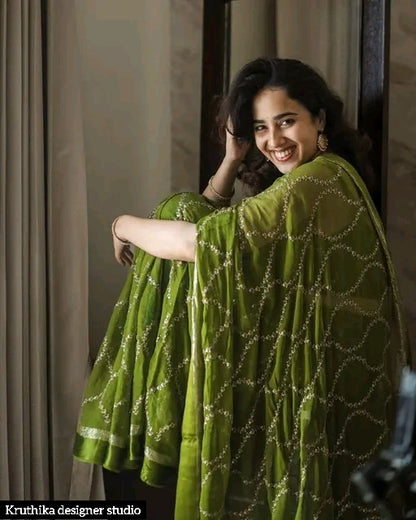 Sequence georgette party wear zip and go  saree with sleeves