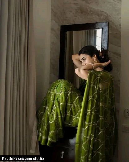 Sequence georgette party wear zip and go  saree with sleeves