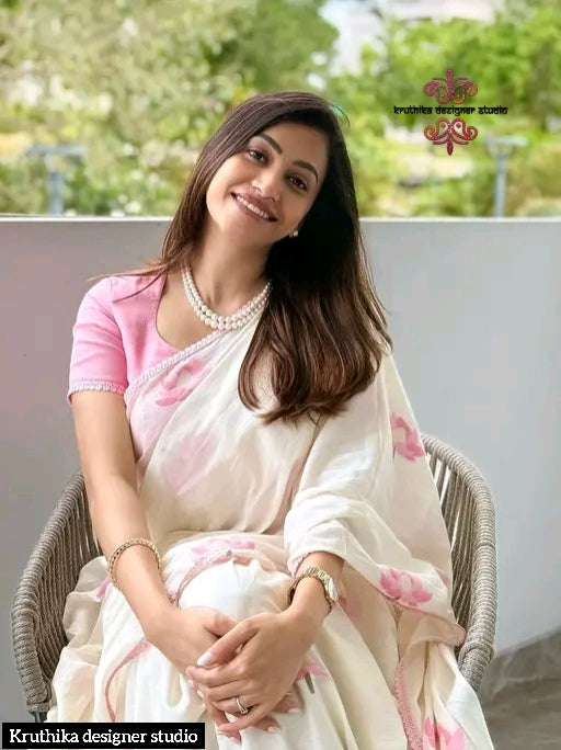 Cotton linen zip n go saree