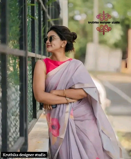 Cotton linen zip n go  saree with highneck (sleeveless)blouse