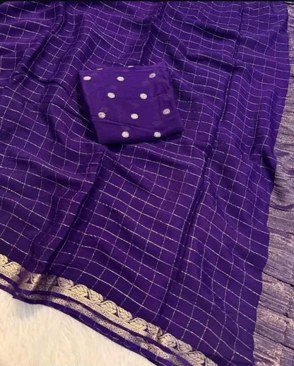 (MS) Purple crepe silk zip n go saree