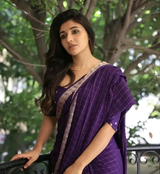 (MS) Purple crepe silk zip n go saree
