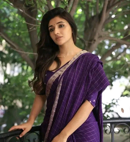 (MS) Purple crepe silk zip n go saree