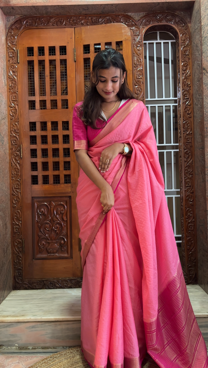 Crepe silk checks saree