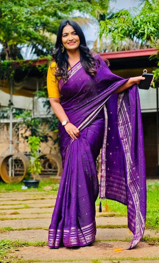 banarasi  micro checks saree