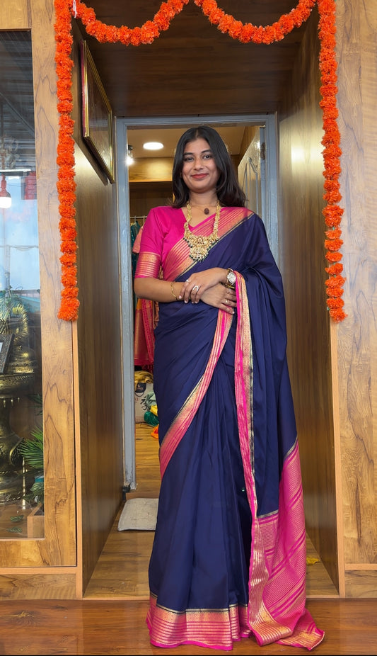 Semi mysore silk saree( all sarees comes with elbow length sleeves)