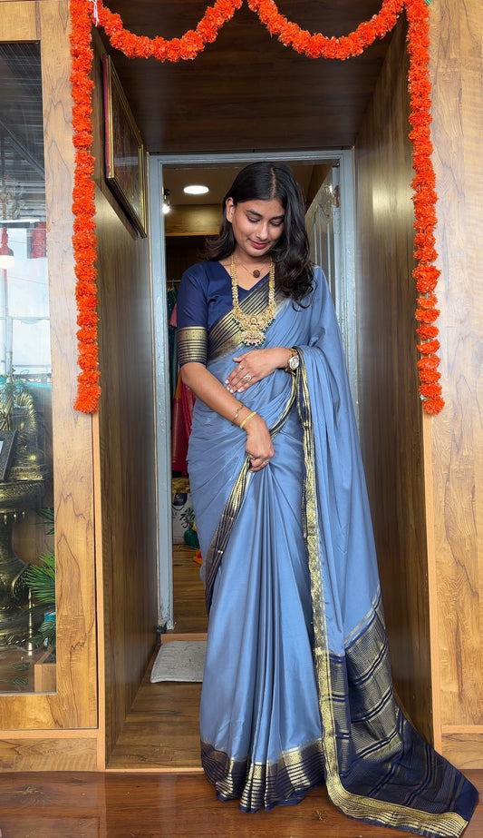 Semi mysore silk saree( all sarees comes with elbow length sleeves)