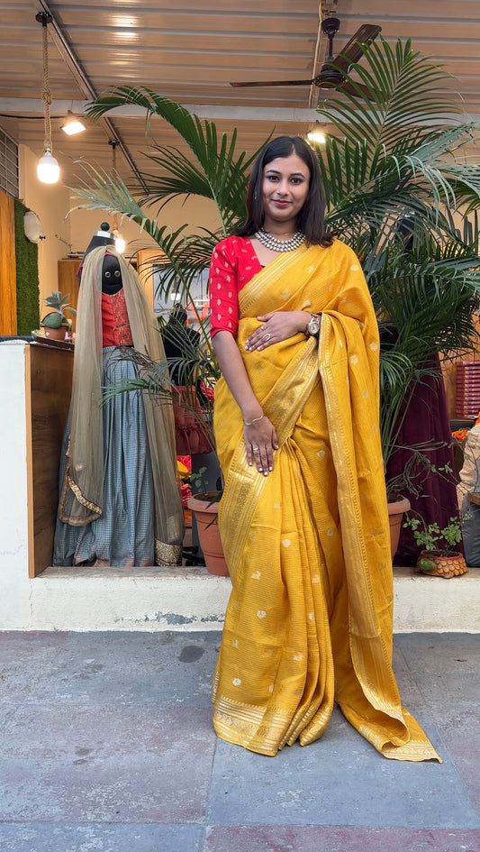 Viscose micro checks saree