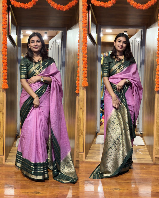 Semi Mysore silk small checks