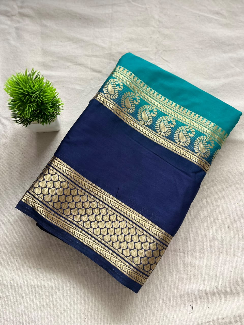 Semi Mysore silk saree bentex boarder
