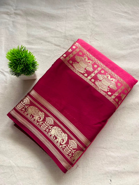 Semi Mysore silk saree bentex boarder