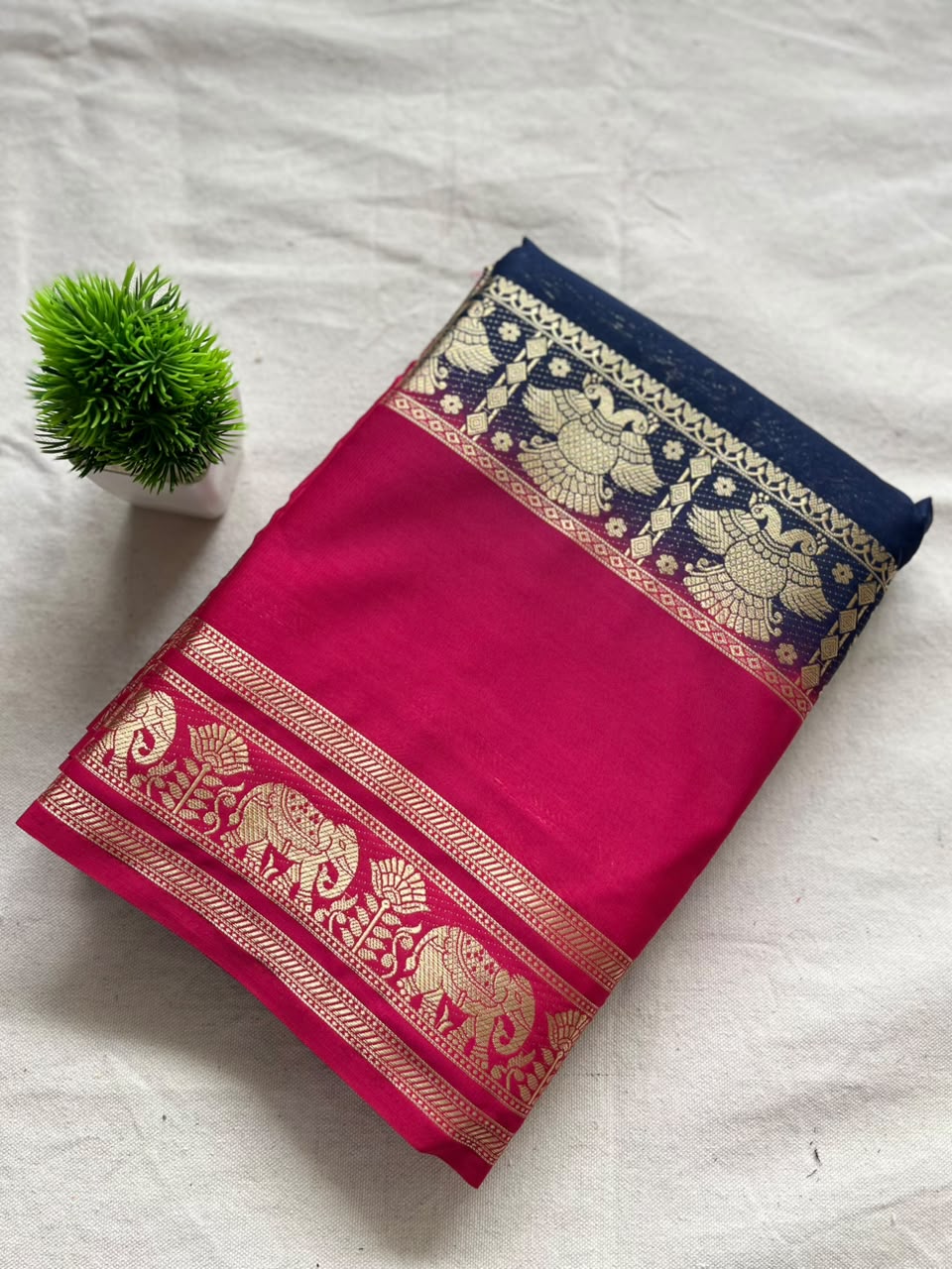 Semi Mysore silk saree bentex boarder