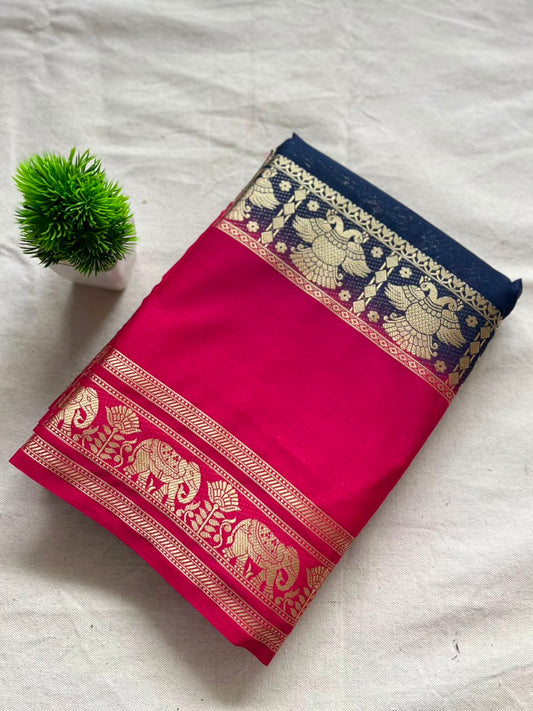 Semi Mysore silk saree bentex boarder