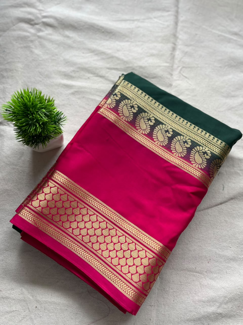 Semi Mysore silk saree bentex boarder