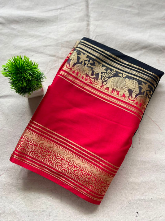 Semi Mysore silk saree bentex boarder