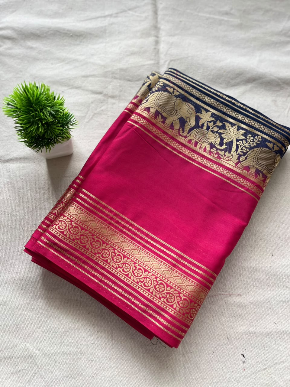 Semi Mysore silk saree bentex boarder