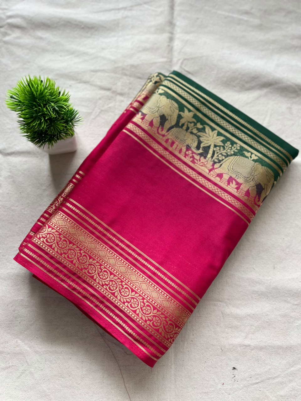 Semi Mysore silk saree bentex boarder