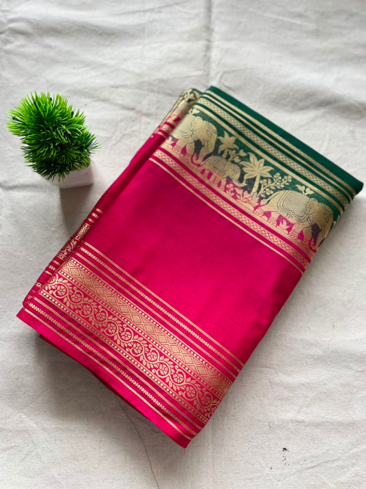 Semi Mysore silk saree bentex boarder
