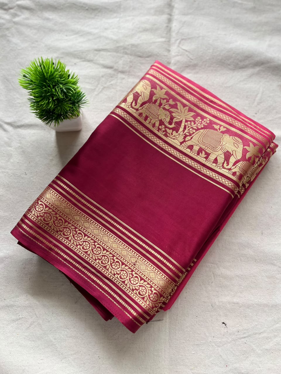 Semi Mysore silk saree bentex boarder