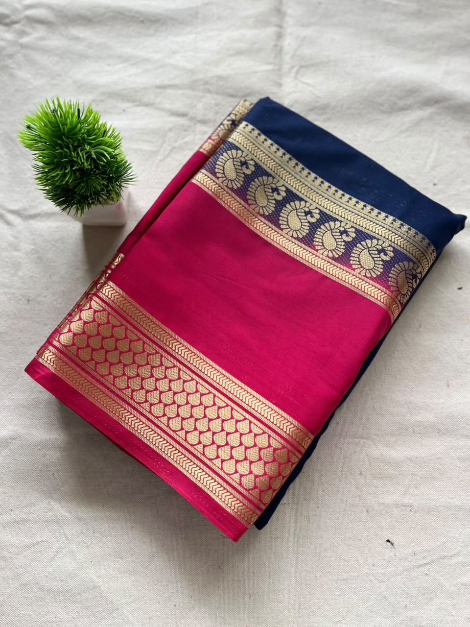 Semi Mysore silk saree bentex boarder