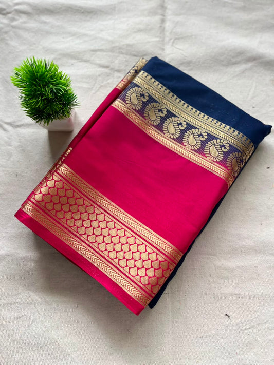 Semi Mysore silk saree bentex boarder