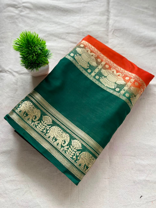 Semi Mysore silk saree bentex boarder