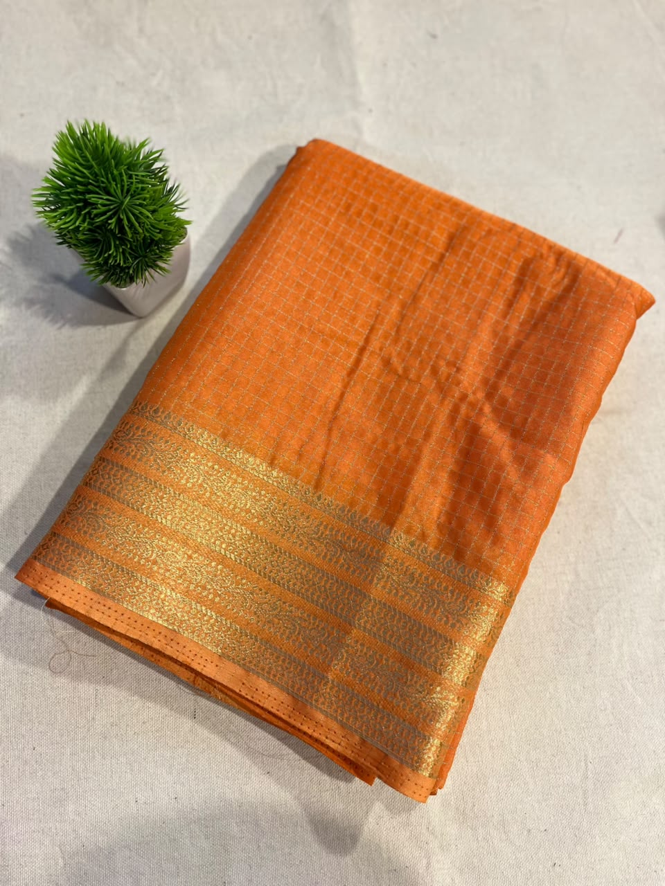 Semi mysore silk checks Zip & Go