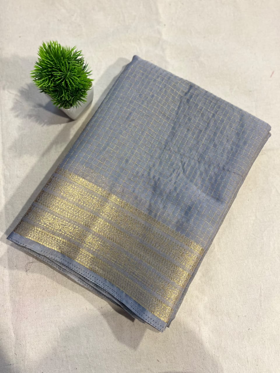 Semi mysore silk checks Zip & Go