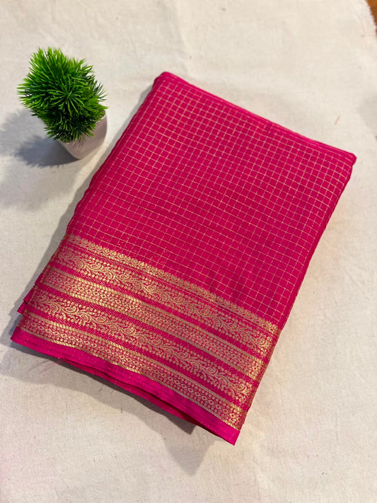 Semi mysore silk checks Zip & Go