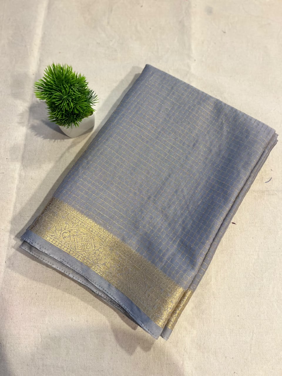 Semi mysore silk checks Zip & Go