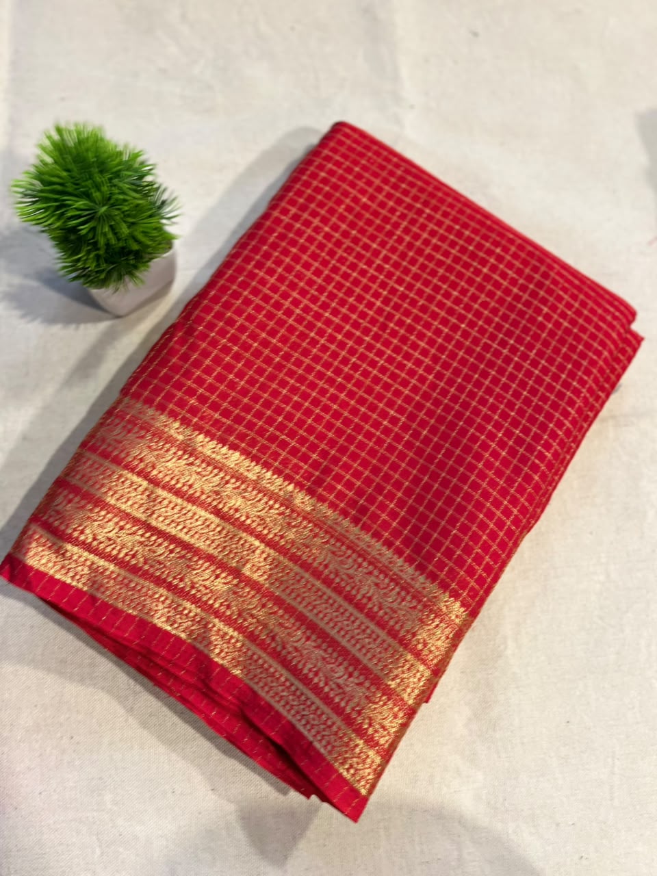 Semi mysore silk checks Zip & Go