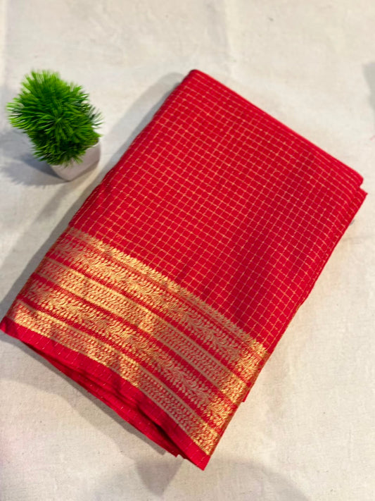 Semi mysore silk checks Zip & Go