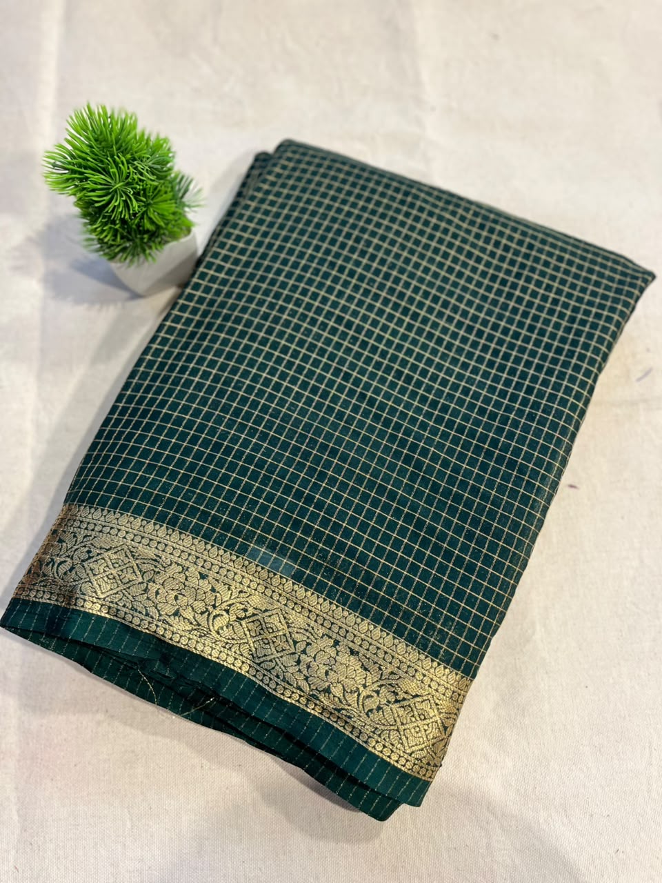 Semi mysore silk checks Zip & Go