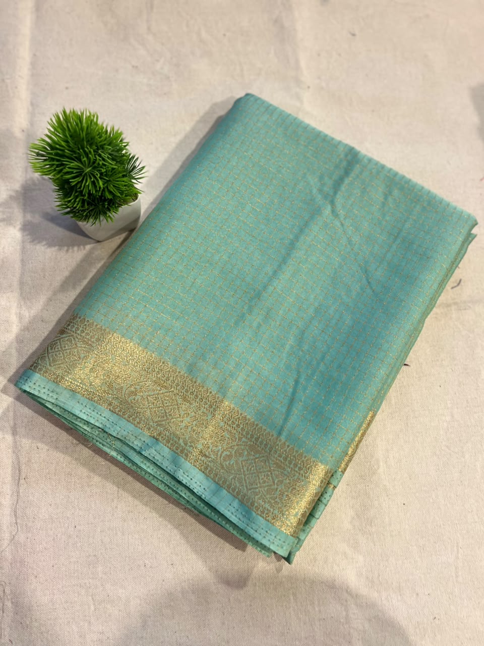 Semi mysore silk checks Zip & Go