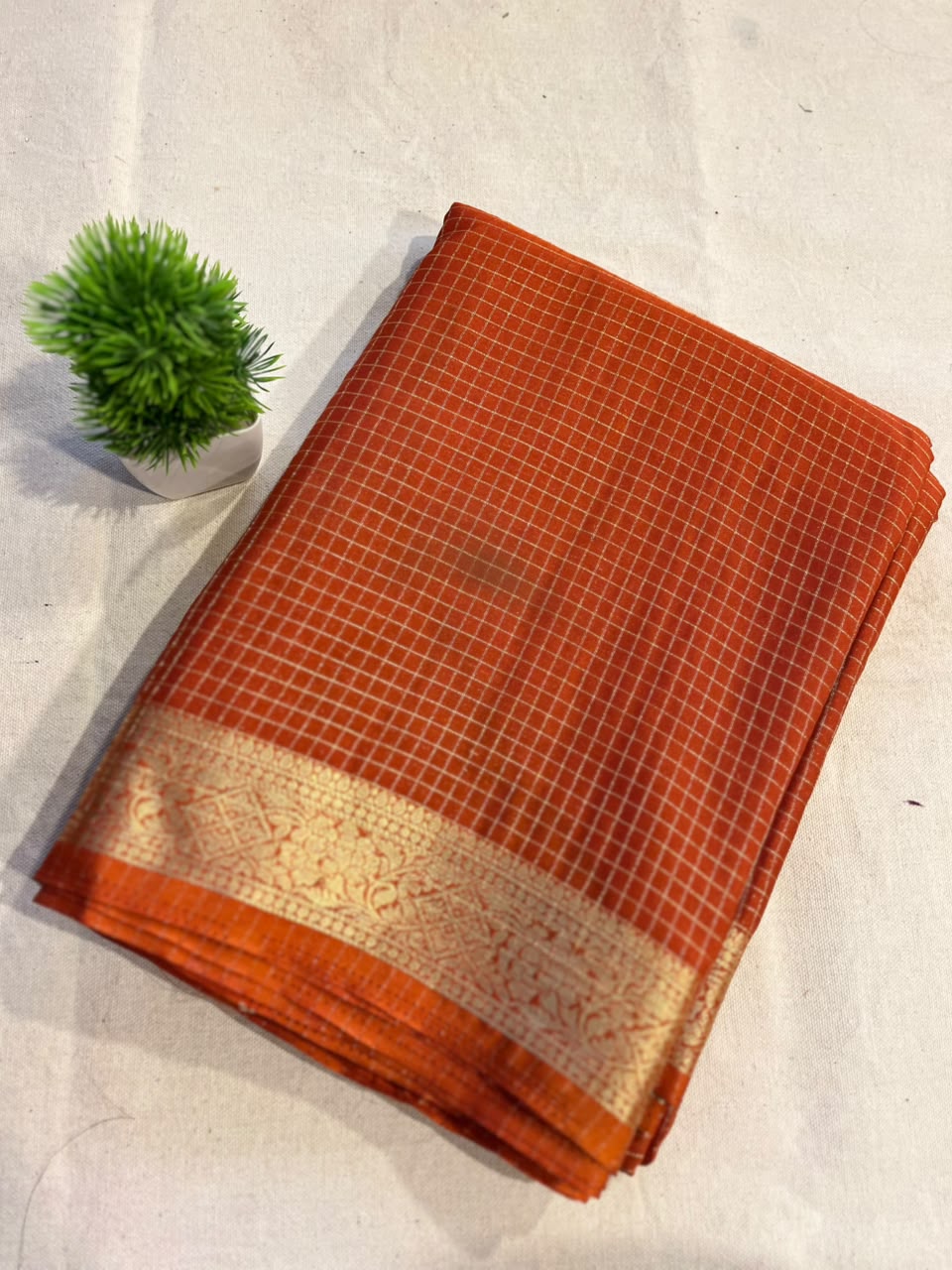 Semi mysore silk checks Zip & Go