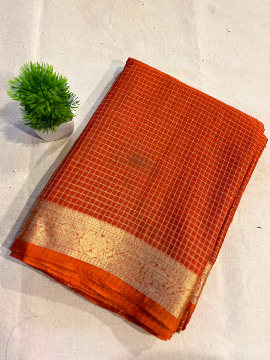 Semi mysore silk checks Zip & Go