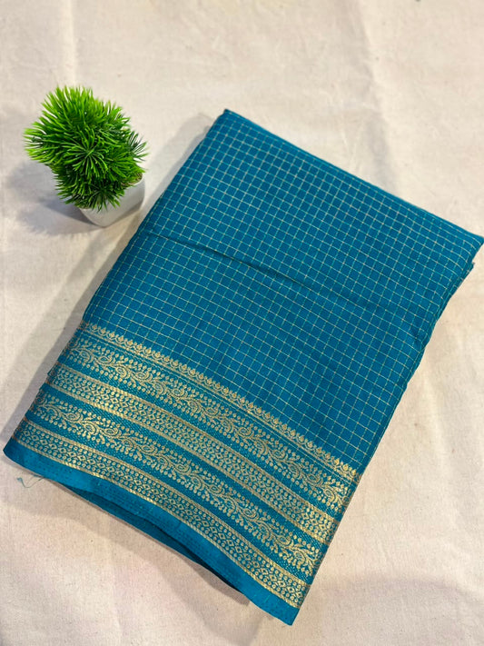 Semi mysore silk checks Zip & Go