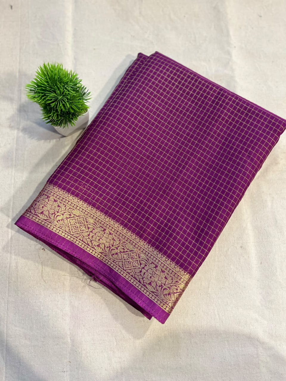 Semi mysore silk checks Zip & Go