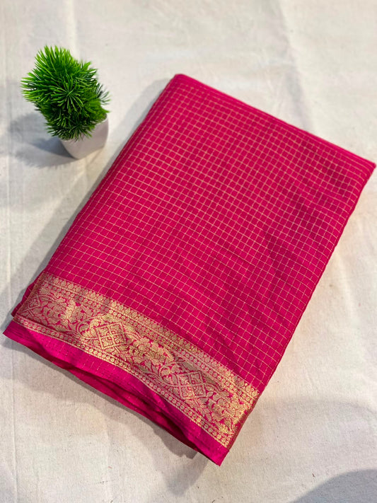Semi mysore silk checks Zip & Go